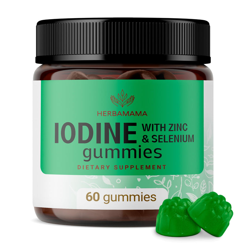 [Australia] - Iodine Gummies - Iodine and Selenium Supplement - Thyroid Support Supplement for Mind Health, Energy & Immunity - Iodine Supplement with Zinc & Selenium - 60 Apple Flavored Chews 