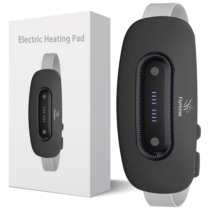 [Australia] - Electric Heating Pad, Portable Cordless Menstrual Heating Pad with 4 Heat Levels and 4 Massage Modes, Fast Large Heating Belly Wrap Belt for Cramps, Back Pain Relief Gifts for Women Girls Her(Black) Black 