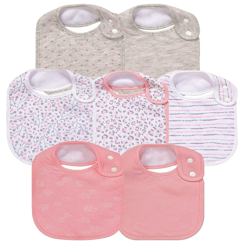 [Australia] - 7 Pack Baby Cotton Absorbent Bibs for Drooling Teething Pink 