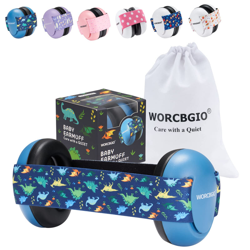 [Australia] - Infant Ear Protection Noise Cancelling Baby Ear Muffs, Toddler Hearing Protection with Adjustable Elastic Headband (Dinosaur,Blue Dino 