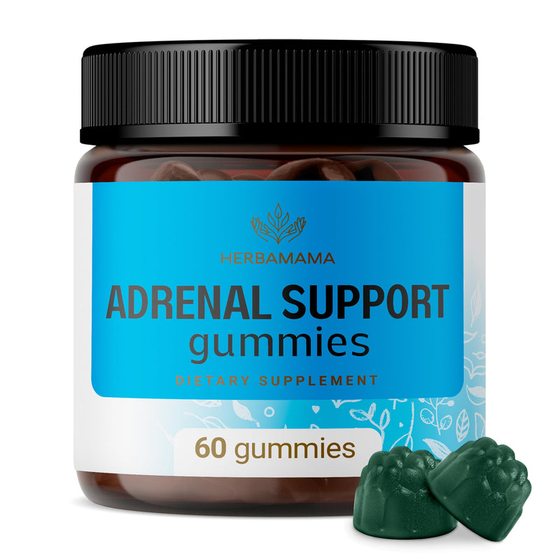 [Australia] - HERBAMAMA Adrenal Support Gummies for Energy & Relaxation w/Ashwagandha, Rhodiola Rosea, Holy Basil & Astragalus Root - 60 Vegan, Non-GMO Chews 