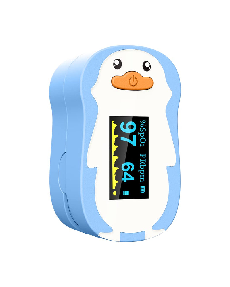 [Australia] - Pulse Oximeter for Kids, Vibeat Fingertip Blood Oxygen Meter with Smart Reminder for Children Baby Home Use, Batteries & Lanyard Included, Blue 