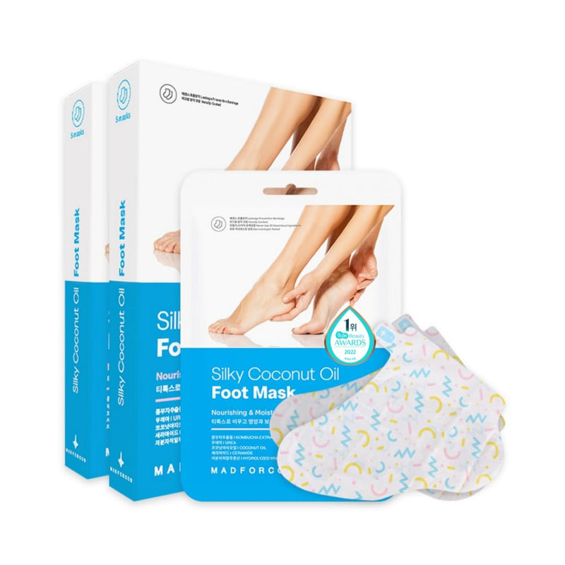 [Australia] - Silky Coconut Oil Foot Mask – 5 or 10 Pairs Hydrating Booties for Dry, Cracked Feet | Nourishing, Moisturizing & Walkable | Spa Foot Treatment at Home (10 Pair (Pack of 2)) 5 Count (Pack of 2) 