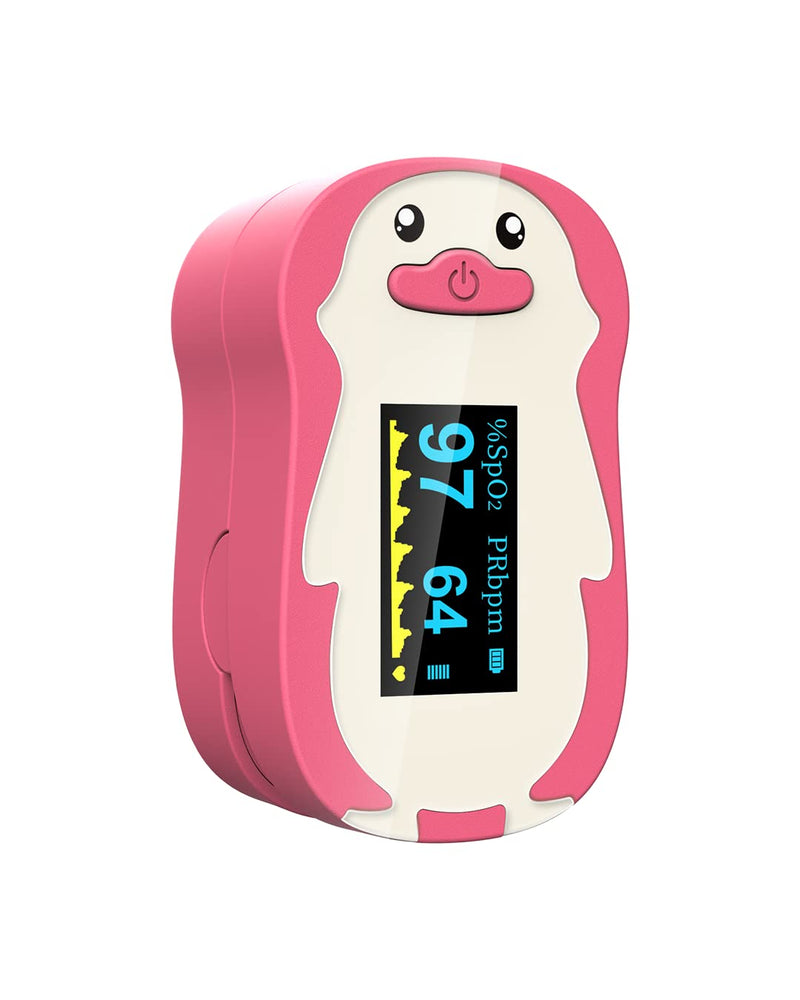 [Australia] - Pulse Oximeter for Kids, Vibeat Fingertip Blood Oxygen Meter with Smart Reminder for Children, Home Oximeter Finger with Pulse, Batteries & Lanyard Included, FSA/HSA Eligible, Pink 