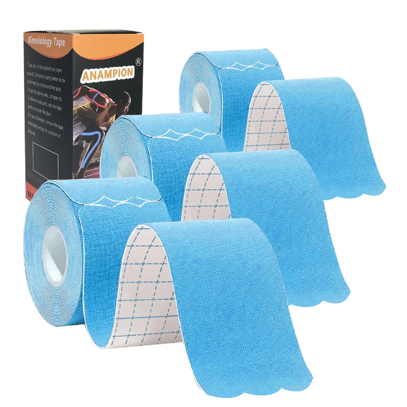 Kinesiology Tape Pro Athletic Sports (3 Rolls,60 Precut Strips) Waterproof Breathable Latex Free Tape for Ankle Wrists Knees Elastic Running Tennis Swimming Football Sports Activities Tapes(Blue) 3 pack Blue