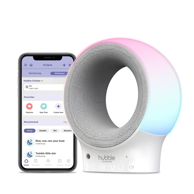 [Australia] - Hubble Eclipse Soother, Kids & Baby Audio Monitor, 7-Color Night Light, Speaker with Calming Music & Sleep Tracks, Baby White Noise Machine, Sleep Trainer with Wi-Fi Connectivity 
