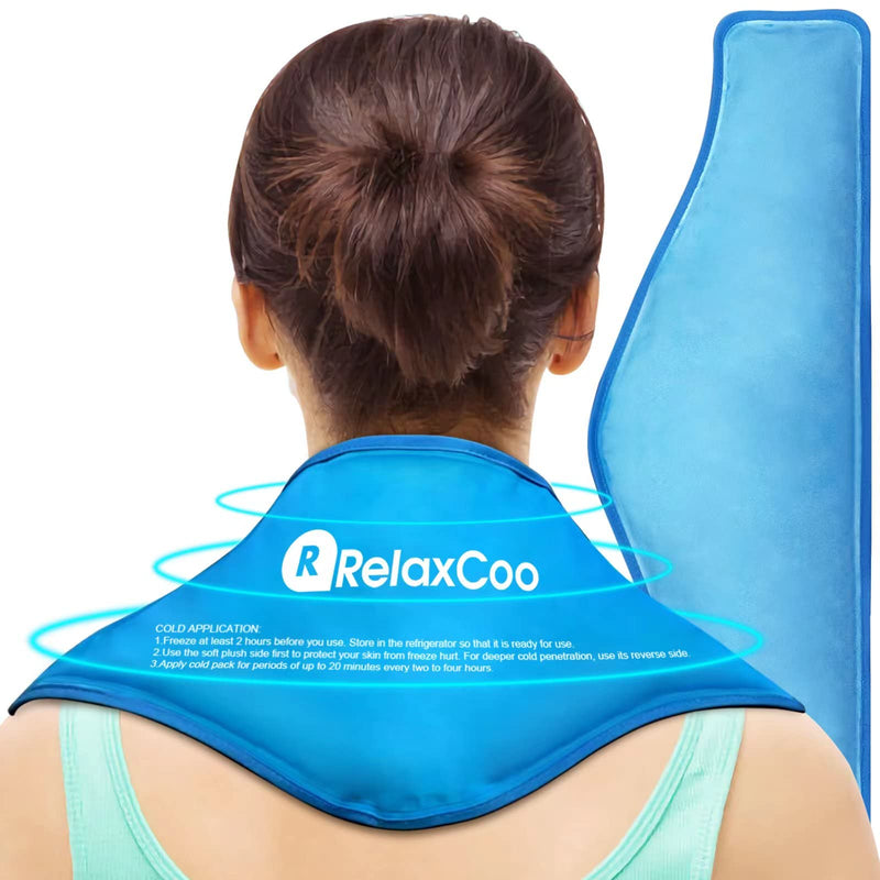 [Australia] - Neck Ice Pack Wrap, Reusable Gel Ice Pack for Neck Shoulders, Cold Compress Therapy for Pain Relief, Injuries, Swelling, Bruises, Sprains, Inflammation and Cervical Surgery Recovery Blue-1 Pack 1.0 