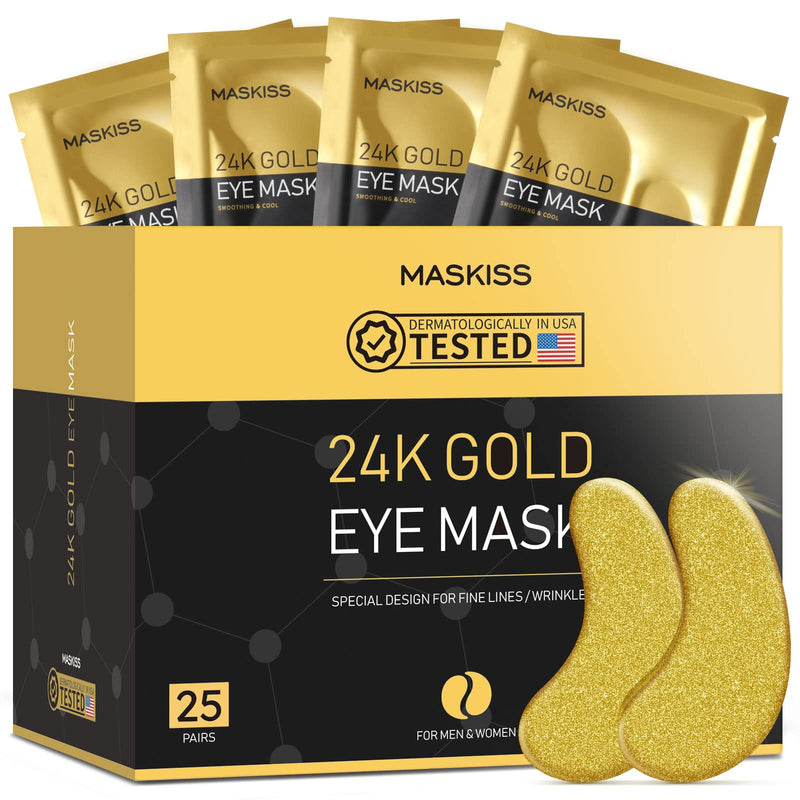 [Australia] - 24k Gold Under Eye Patches (25 Pairs), eye mask, Collagen Skin Care Products, Eye Patches for Puffy Eyes, eye masks for dark circles and puffiness 1 Count (Pack of 25) 