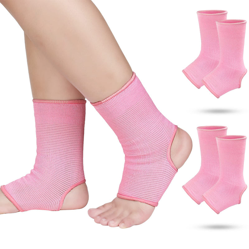 [Australia] - Haysandy 4 Pieces/ 2 Pair Kids Ankle Support Brace Elastic Kids Compression Socks Knitted Ankle Sleeve for Jogging Running Fitness (Pink,5-10 Years) 5-10 Years Pink 