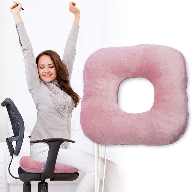 [Australia] - Stuffed Donut Pillow Seat Cushion | for Tailbone and Coccyx Pain, Hemorrhoids, Bed Sores, Pregnancy, Prostate, Surgery Recovery, Sitting Pressure Relief, for Home, Office and Car (Dusty Pink) Dusty Pink 