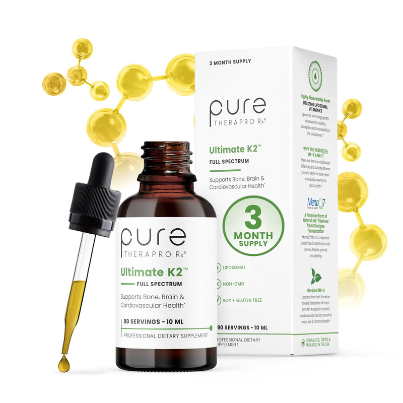 Liposomal Vitamin K2 Drops, MK-4 & MenaQ7 MK-7, 600 mcg, 10 mL 0.34 Fl Oz (Pack of 1)