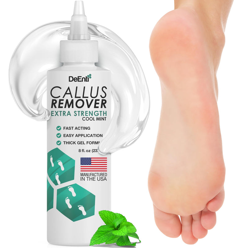 [Australia] - DeEnti Callus Remover for Feet, Extra Strength Foot Callus Remover Gel, 8oz Salon Grade Home Pedicure Supplies for Dry Skin, Cracked Heel, Professional Strength Foot Care, Cool Mint 