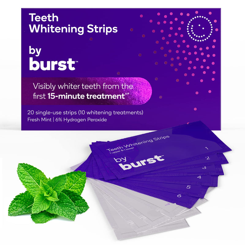 [Australia] - BURST Teeth Whitening Strip Kit - Sensitive Teeth Friendly - 10 Treatments with No-Slip Grip - White Strips Whiten with Visible Results in Just 15 Minutes - Mint + Coconut Whitening Strips 