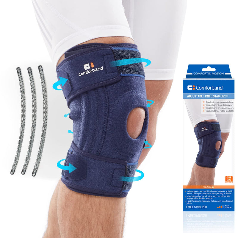 Adjustable Knee Brace with Removable Side Stabilizers – Open Patella Support for ACL, MCL, and Meniscus Injuries – Pain Relief for Arthritis and Post-Surgery Recovery – One Size Fits Most