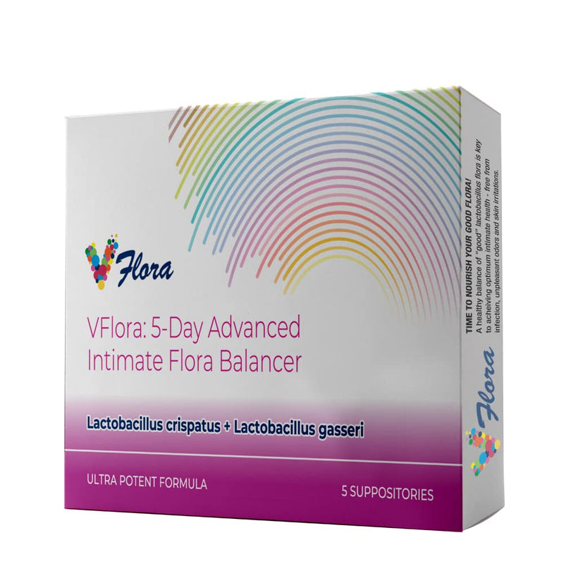 [Australia] - 5-Day Vflora (Lactobacillus crispatus + L. gasseri) to Balance Intimate Flora. Nourish and Nurture Good Flora for Skin Health. Ultra Potent 100% Natural Vegan (5 Suppositories) 
