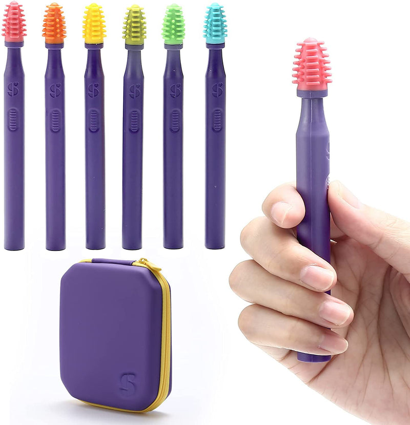 [Australia] - Special Supplies Sensory Mouth Brushes and Oral Stimulation Tools for Kids and Adults, 6 Pack, Wake Up Mouth for Desensitization, Soft, Flexible, Textured Silicone 