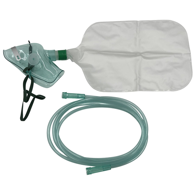 [Australia] - 1pk Adult Non-Rebreather Oxygen Mask w/6.8Ft Crush Resistant Tubing Standard 