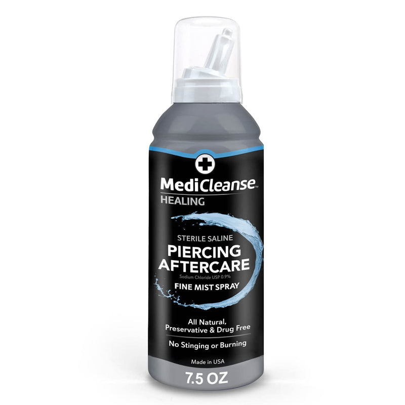 [Australia] - Sterile Saline Piercing Fine Mist Spray 7.5 Oz. All Natural, No Alcohol, Vegan Friendly, for Piercings and Tattoos - Made in USA 7.5 Ounce (Pack of 1) 