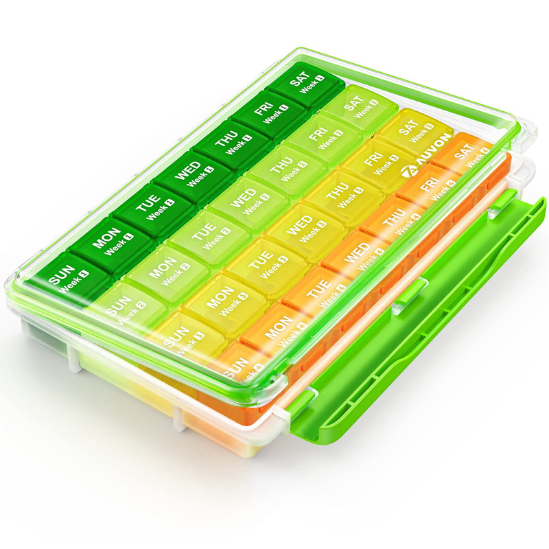 [Australia] - AUVON Monthly Pill Organizer Moistureproof, Large 28 Days Pill Case with Removable 4 Weeks Pill Box Rows, Travel-Friendly Pill Container for Fish Oils, Vitamins, Supplements and Medications A-clear 