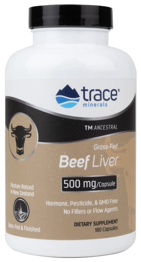 [Australia] - Trace Minerals | Ancestral Beef Liver Capsules (3000mg Bovine Liver) | Pasture Raised, Grass Fed & Finished | Paleo & Keto Friendly | 30 Servings | 180 Count 