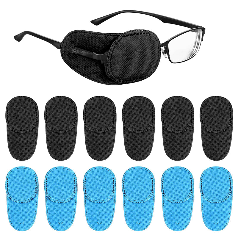 [Australia] - 12 PCS Eye Patches for Glasses, Reusable Non-Woven Fabric Eye Patch Glasses Cover Right Left Eye Patches for Adults Kids Lazy Eye Amblyopia Strabismus Improve Right Left 