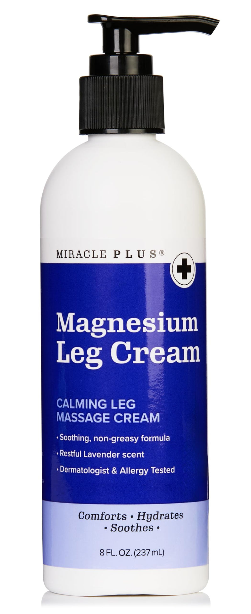 Miracle Plus Magnesium Cream For Leg Relief | Magnesium Lotion Calming Leg Cream Herbal Moisturizer Topical Body Butter Soothes + Calms Sensations, Itching, & Shaking, 8 Oz 8 Ounce (Pack of 1) Magnesium Relaxing Leg Cream