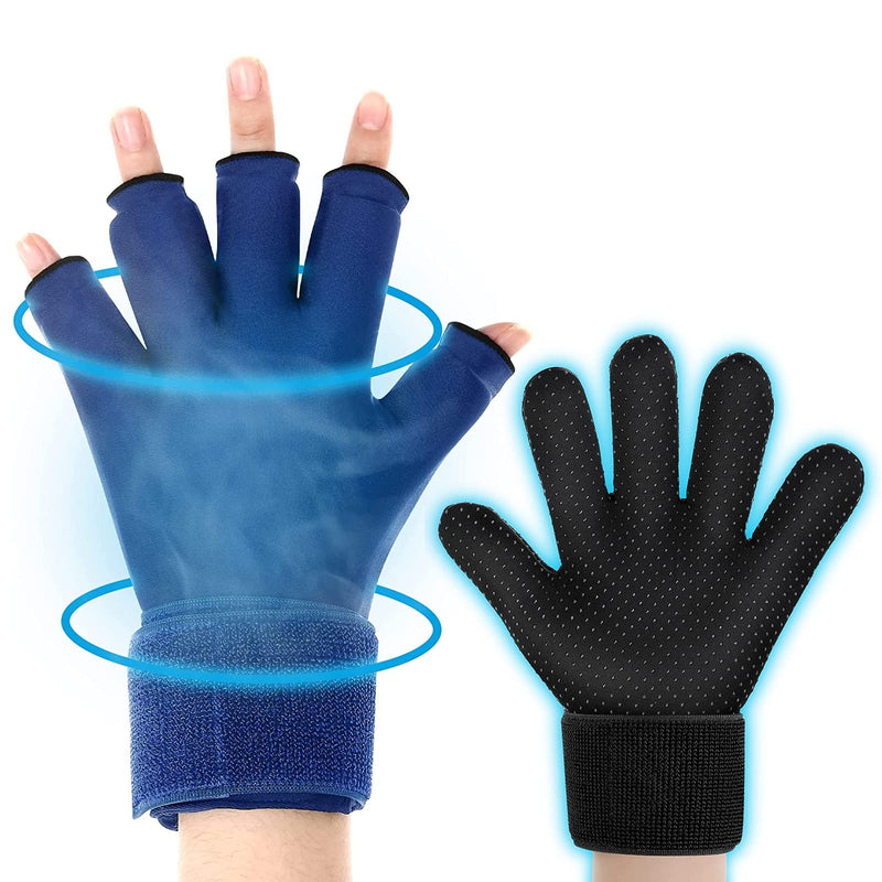 Finger Arthritis Compression Ice Glove Blue Full Finger Arthritis Ice Glove Bundle