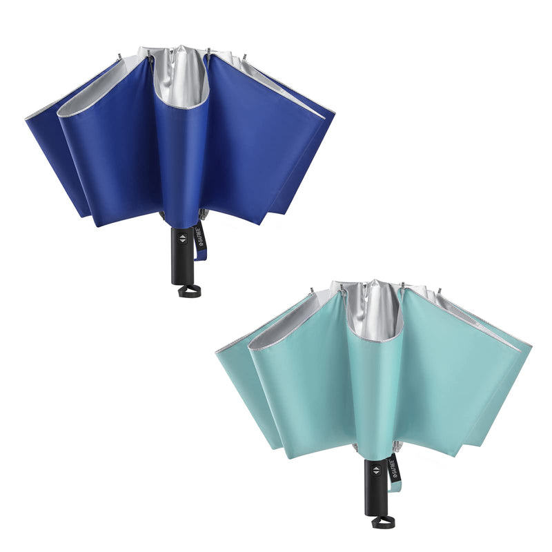G4Free 2 Pack UPF 50+ UV Protection 54 Inch Large Reverse Travel Umbrella, 10 Ribs Windproof Compact Sun Blocking Inverted Car Umbrellas Automatic Open Close