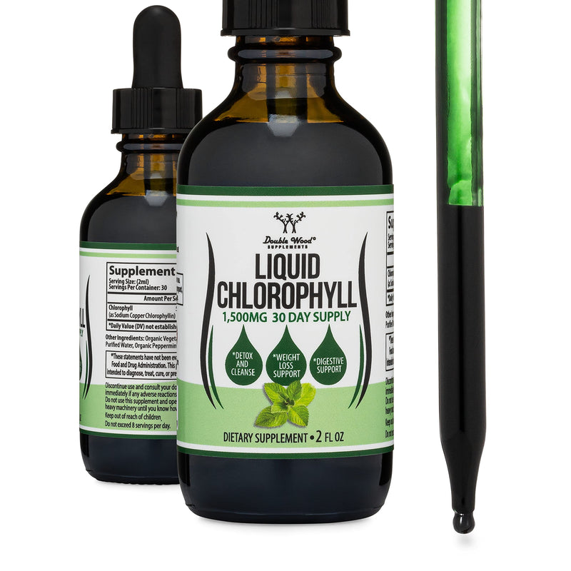 [Australia] - Chlorophyll Liquid Drops - Peppermint Flavored, Vegan Safe (Rich, Full Texture and Taste, Not Watered Down) for Skin Health, and Immune Function (Líquidas de Clorofila) by Double Wood 