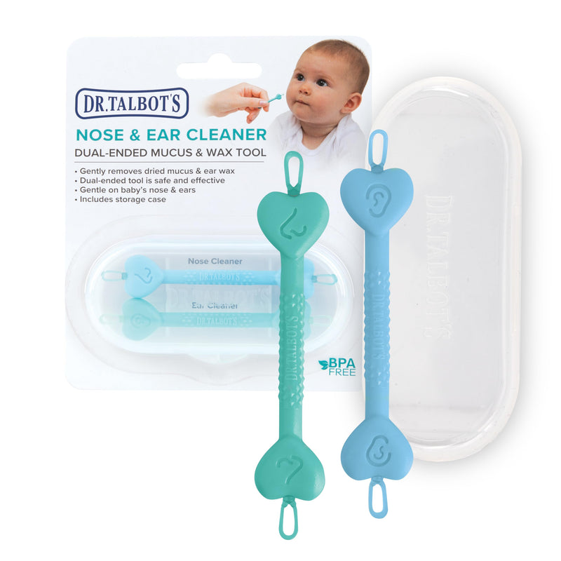 [Australia] - Dr. Talbot's Safe Ear Wax Removal Tool and Nose Cleaner for Baby with Travel Case, 2-Pack, Boy Blue and Green 