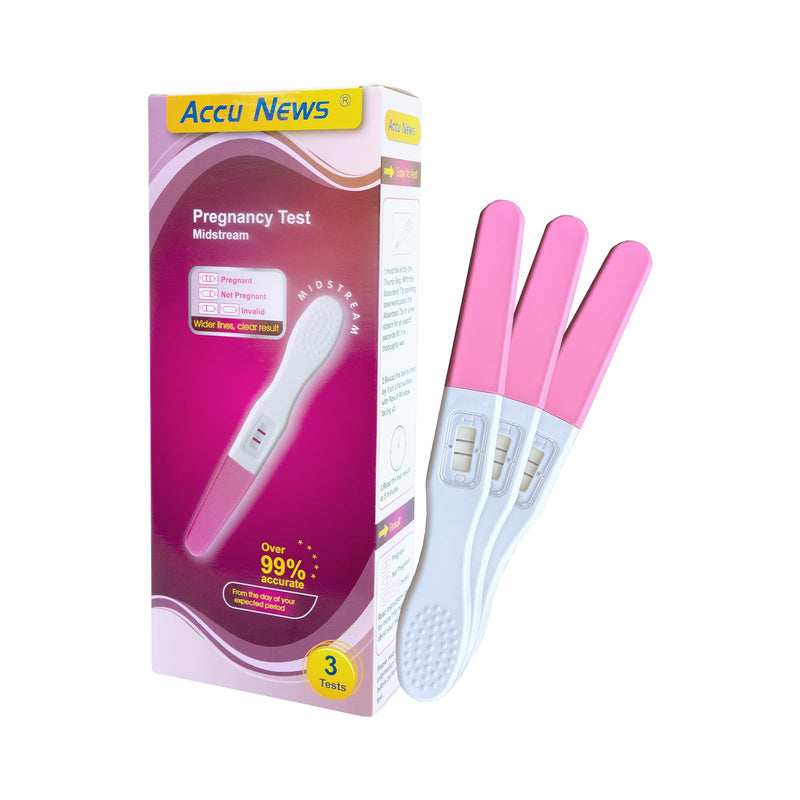 Pregnancy Test Midstream hCG Pregnancy Test Strips Kit, Early Home Detection, Rapid & Easy, Clear Result, Over 99% Accuracy, Individually Wrapped (3 Tests)