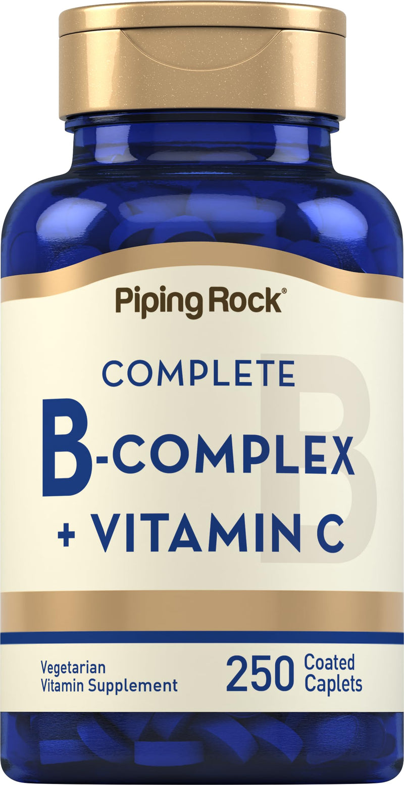 Piping Rock Vitamin B Complex Vitamins | 250 Caplets | with Vitamin C | Vegetarian, Non-GMO, and Gluten Free