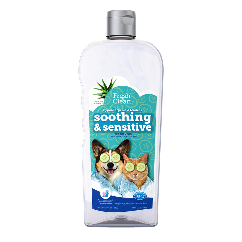 PetAg Fresh ’n Clean Soothing & Sensitive Pet Shampoo - 18 oz - Hypoallergenic & Tearless Pet Shampoo for Dogs, Cats & Small Animals with Aloe & Vitamin E - Fragrance Free - PawsPlanet Australia