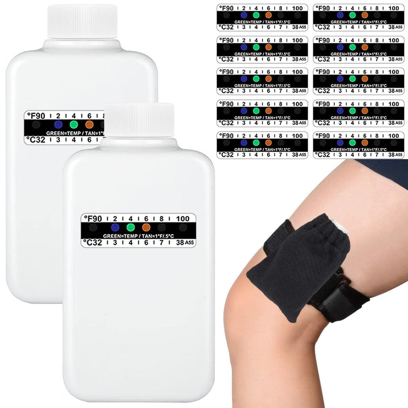 [Australia] - 14 Pcs Urine Test Complete Kit,Includes 2 Empty Bottles,10 Adhesive Temperature Test Strip,Hidden Leg Strap Oxford Pouch,Temperature Test Urine Strip Sticker,Portable Travel Urine Test Bottle 