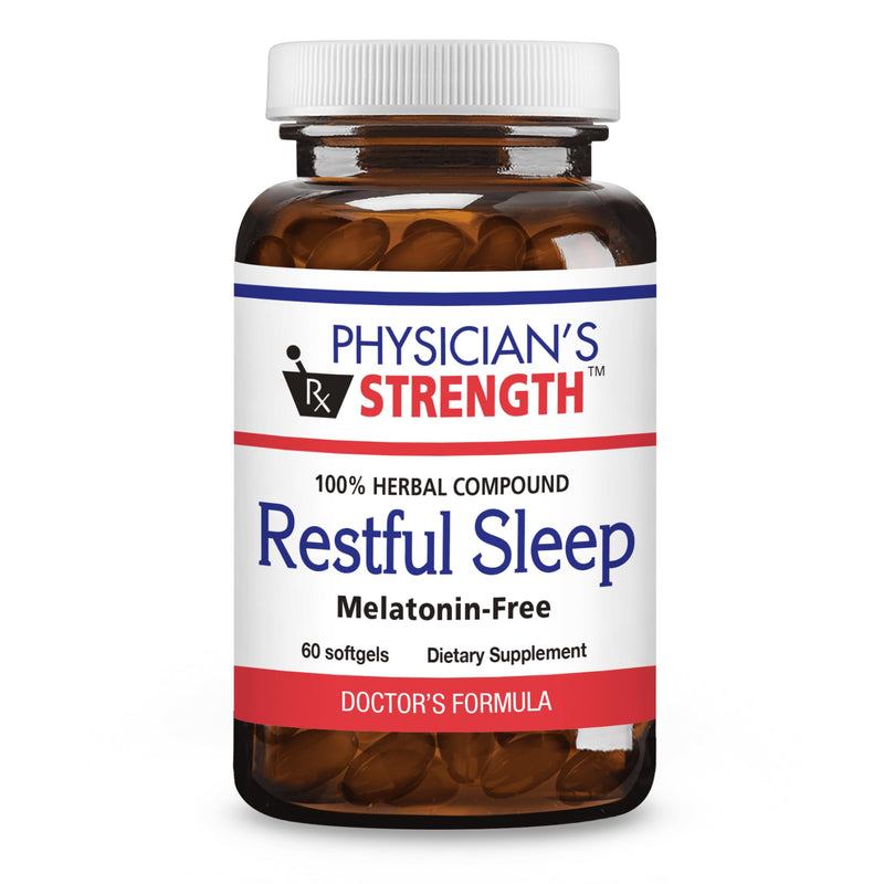 Physician's Strength Restful Sleep - 60 Softgels - Natural Support - 100% Herbal Compound - Melatonin Free - Non-GMO & Soy Free - 60 Servings