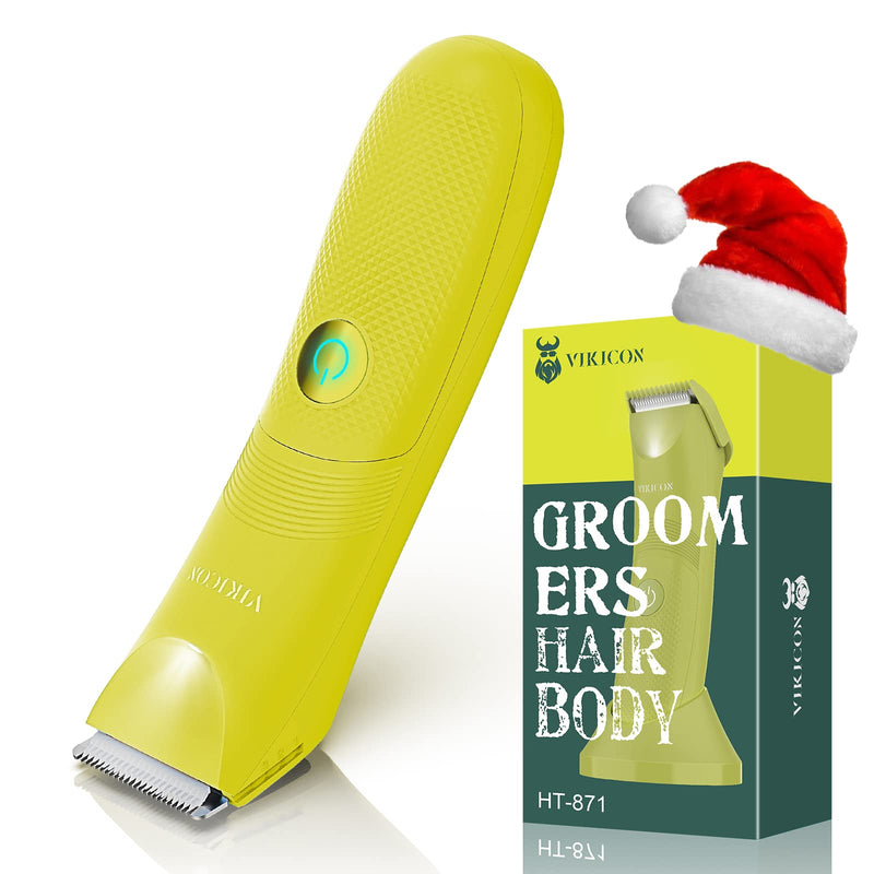 [Australia] - VIKICON Unisex Hair Trimmer - Cordless Electric Razor for Men and Women, Waterproof, Adjustable Length Guards, LED Light, Removable Blade Heads, 60-Minute Continuous Shaving Yellow 