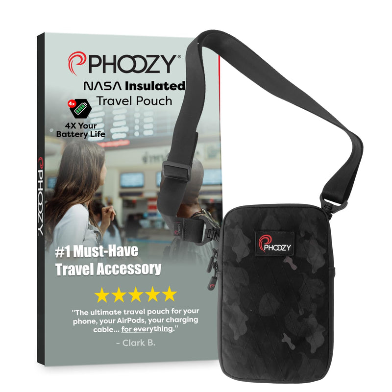 PHOOZY Orion Thermal Phone Pouch with NASA Insulation Technology - Insulated Case for Cold Weather Extends Battery Life 4X - Sauna Protector for Heat and Extreme Conditions - Black Camo