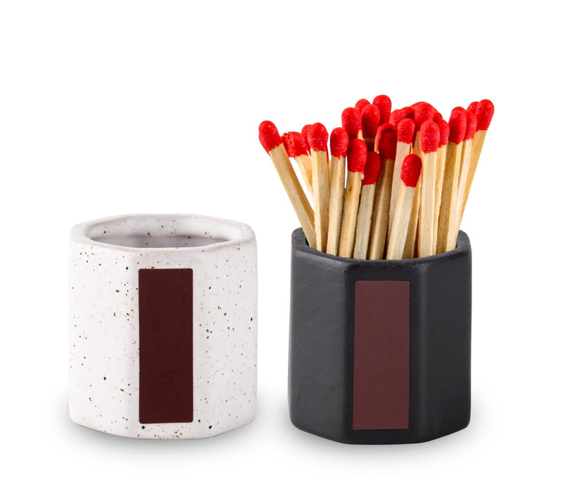 [Australia] - 2 Packs Match Holder With Striker Anise Match Striker For Decorative Black and White Matches For Candles Bathroom Matches In A Jar With Striker Match Cloche Matchstick Holder (Matches NOT Included) 