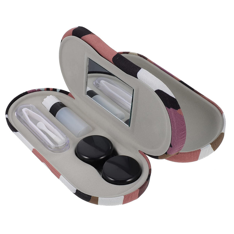 [Australia] - Healifty Contact Lens Case and Glasses Case, 2 in 1 Double Eyeglass Case, with Mirror Tweezers Remover, Contact Lens Storage Box for Travel… Camouflage2 