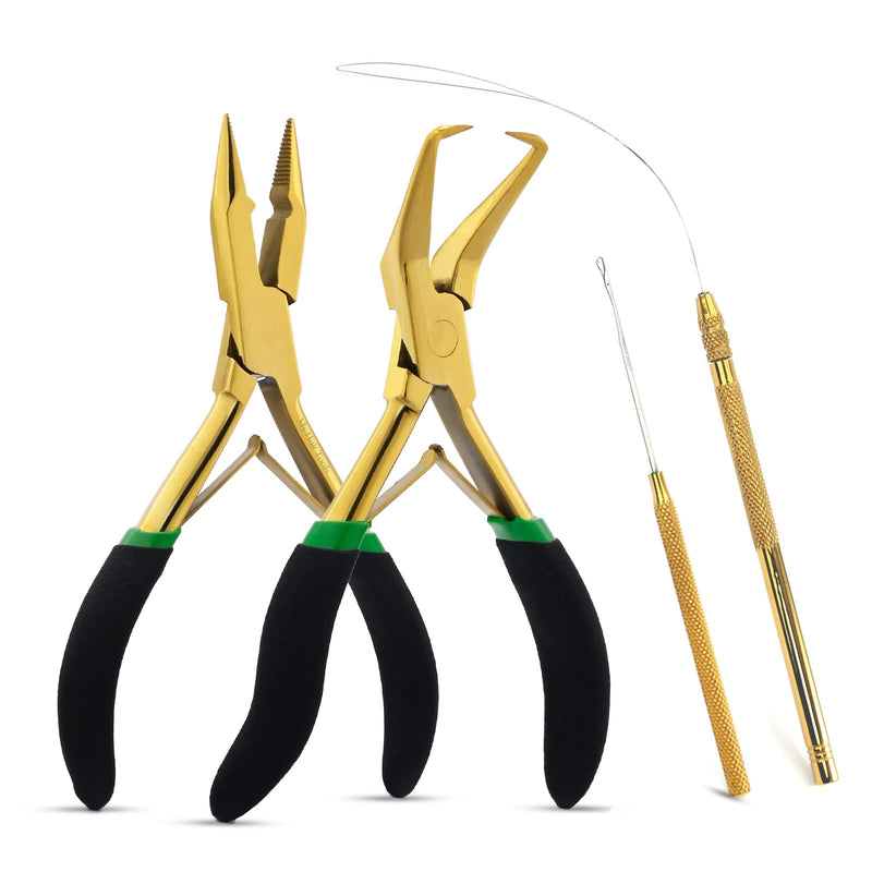 [Australia] - Self Tanner Hair Tools Pro Hair Extension Tools Kit, Hair Extensions Remover Pliers Set, Micro Beads Hair Pulling Hook 