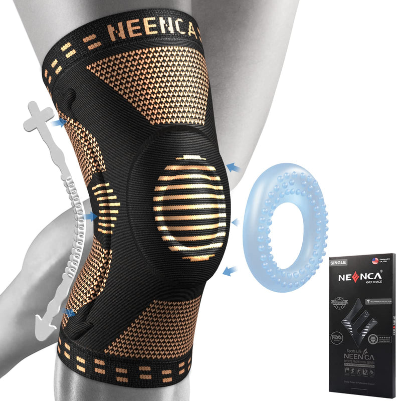 [Australia] - NEENCA Copper Knee Brace for Knee Pain, Knee Support with Patella Pad & Side Stabilizers, Compression Knee Sleeve for Sport, Workout, Arthritis, ACL, Joint Pain Relief, Meniscus Tear- FSA/HSA Eligible High Copper - XXL 