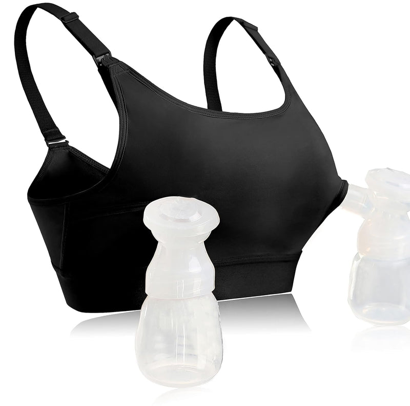 [Australia] - Hands Free Pumping Bra Hands-Free Breast Pump Bra Nursing Bras for Pumping Adjustable Breast-Pumps Holding and Nursing Bra Black Large 