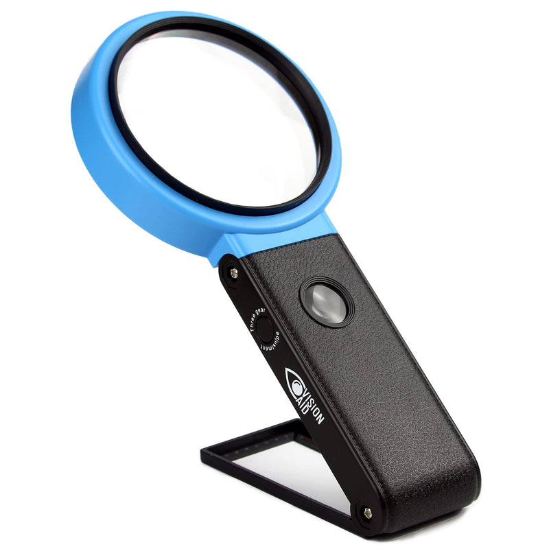 [Australia] - VisionAid 30X Hands-Free Magnifying Glass with Stand, LED Lights, 40x Loupe Handheld Illuminated Magnifier for Low Vision Seniors Coins Reading Jewelry HANDS-FREE Battery powered 