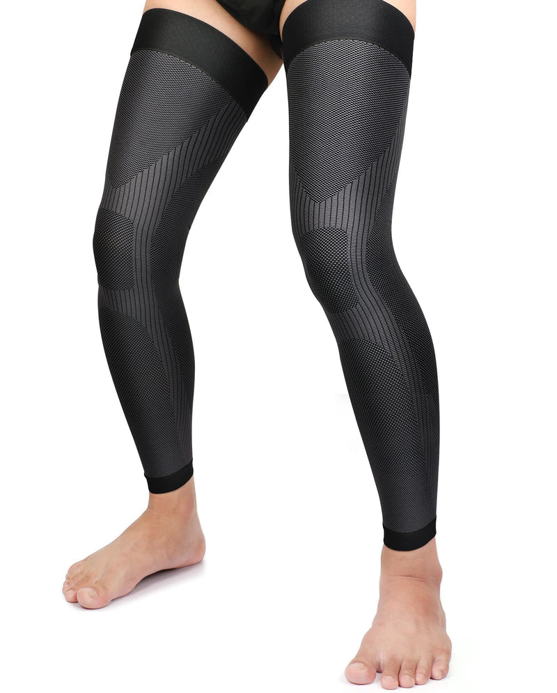 [Australia] - KEKING® Full Leg Compression Sleeves, Unisex, Thigh High Compression Stocking 20-30mmHg Graduated Support for Thigh Calf Knee, Running, Basketball, Reduce Varicose Veins and Swelling, 1 Pair, Black XL X-Large 