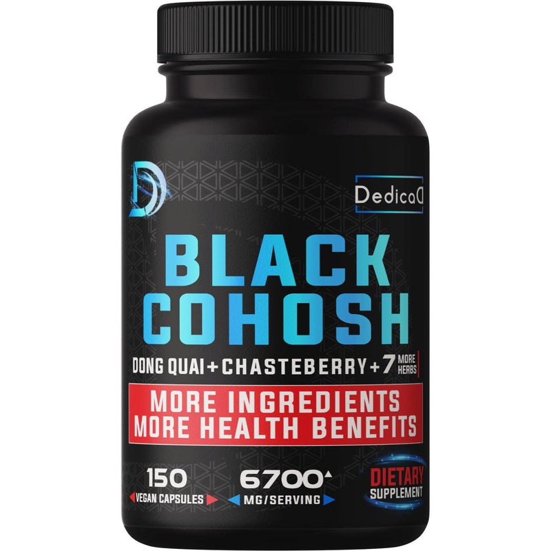 [Australia] - 12in1 Black Cohosh 5-Month Supply for Menopause Support Supplement - 6700mg with Dong Quai, Chasteberry, Red Raspberry, Licorice, Wild Yam & more - Boost Immunity & Balance Mood - 150 Vegan Capsules 150 Count (Pack of 1) 