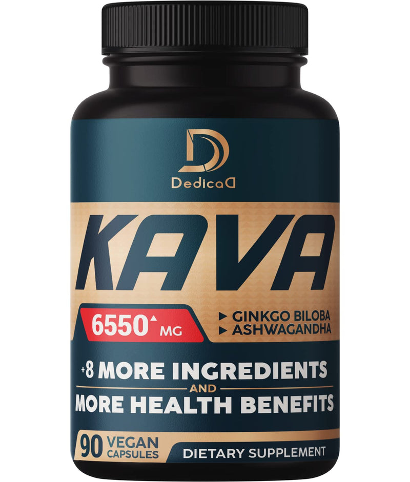 [Australia] - Kava Kava Capsules 6550mg - 3 Month Supply - 9 Herbs with Ginkgo Biloba, Ashwagandha Root, Andean Cocoa, Graviola Leaf, Chamomile, Valerian, Lemon Balm & Skullcap - Support Mood & Immune - 90 Pills 