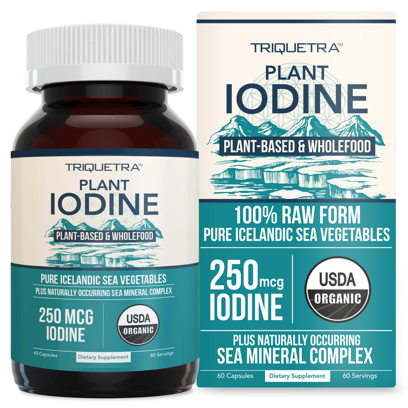 [Australia] - Organic Iodine Supplement from Sea Vegetable Complex, Whole Food & Raw Form - Iodine Plus Trace Mineral Complex – Contains Purest Icelandic Sea Kelp, Irish Moss & Bladderwrack (250 mcg) 60 Count (Pack of 1) 