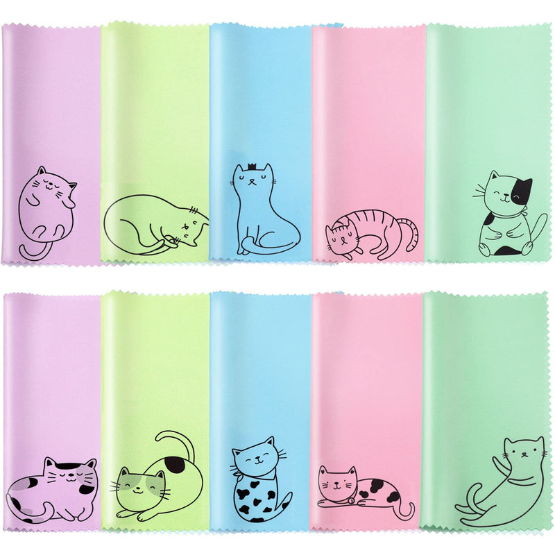 [Australia] - Sinmoe 20 Pcs Microfiber Cleaning Cloth Cute Kitty Cat Design Microfiber Cloth Gift Soft Multicolor Glasses Cleaner Cloth for Eyeglasses Camera Lens Cell Phone Screens Glasses, 6 x 6 Inches (Cat) 