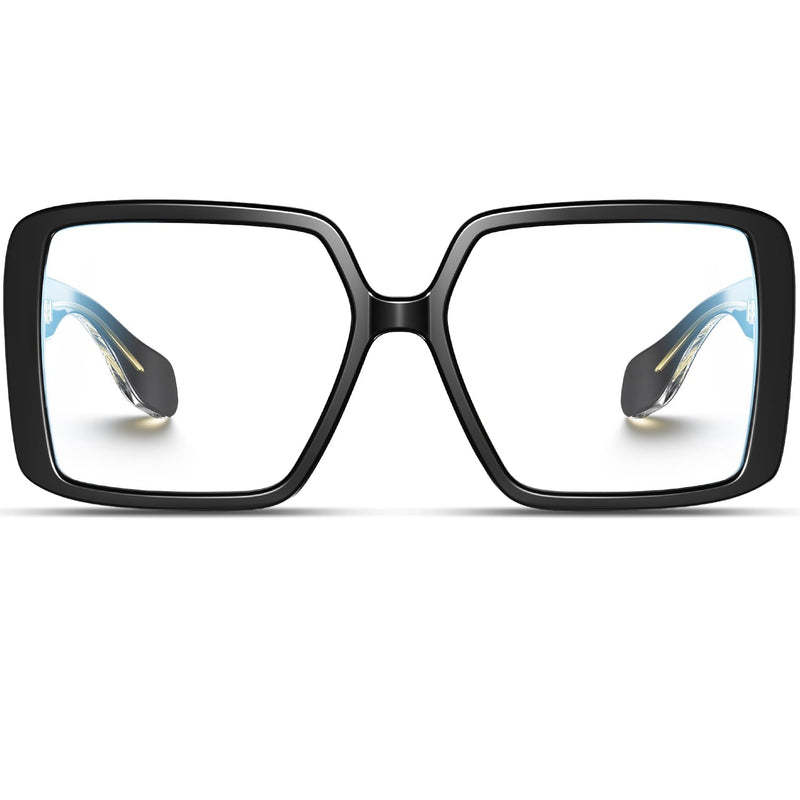 [Australia] - VISOONE Oversized TR90 Blue Light Blocking Glasses Fashion Accessories Non Prescription for Women Harvard Black Clear 