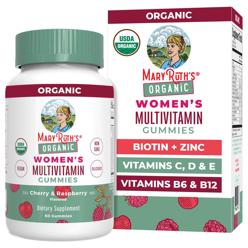 MARYRUTH'S Organic Multivitamin Gummies for Women, Hair & Skin Health, 60ct | Immune Support, Hair & Skin Health, Reproductive Health, Vitamin A C D E B6 B12 Biotin Zinc Iodine